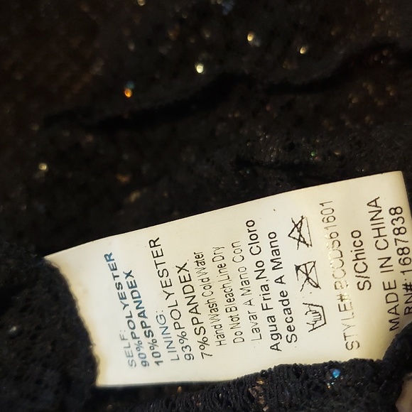 Banjul Black Semi Sheer One Shoulder Strap Gown with Silver Rhinestones Sz Small - Picture 16 of 16